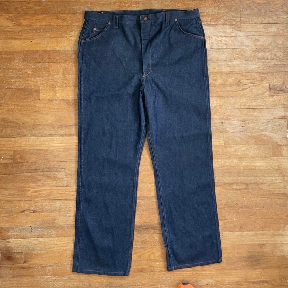 Vintage 1970s Mens Jeans Size 42x32 70s Dark Wash Denim Sears Roebuck | 42 Waist